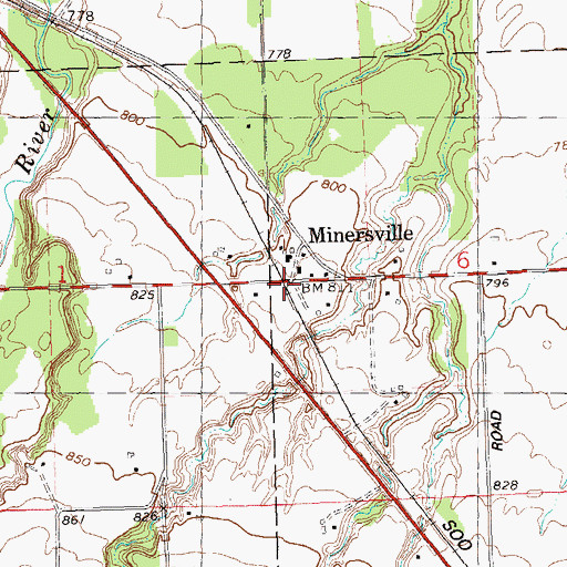 Topographic Map of Minersville, WI