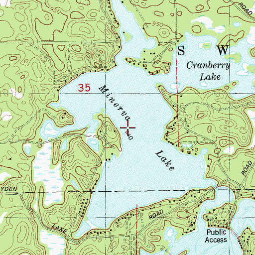 Topographic Map of Minerva Lake, WI