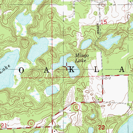 Topographic Map of Mingo Lake, WI