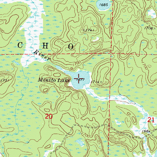Topographic Map of Minito Lake, WI