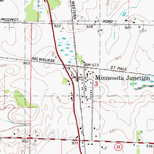 Topographic Map of Minnesota Junction, WI