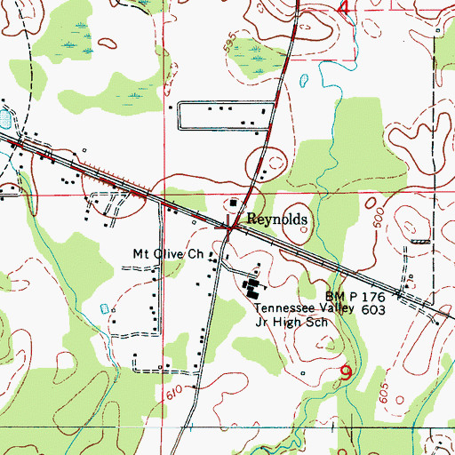 Topographic Map of Reynolds, AL