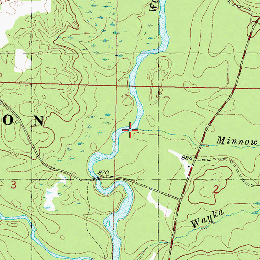 Topographic Map of Minnow Creek, WI