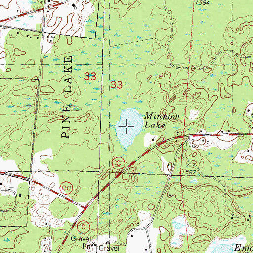 Topographic Map of Minnow Lake, WI