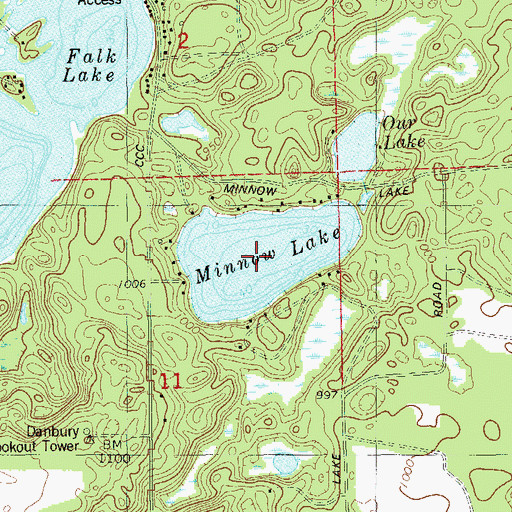 Topographic Map of Minnow Lake, WI