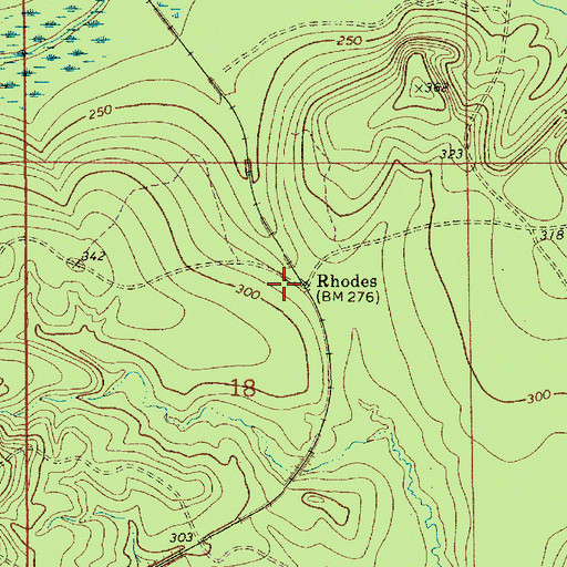 Topographic Map of Rhodes, AL
