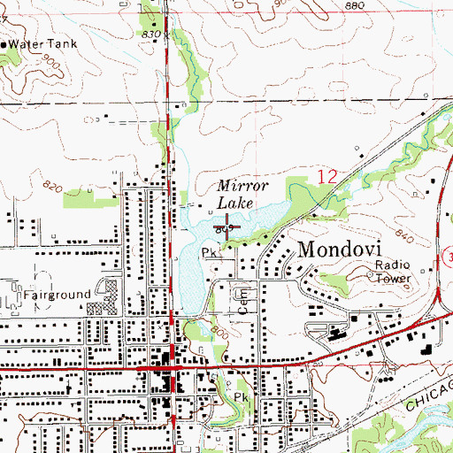 Topographic Map of Mirror Lake, WI