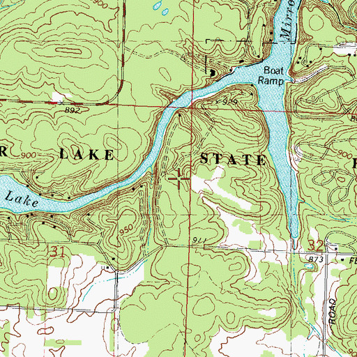 Topographic Map of Mirror Lake State Park, WI
