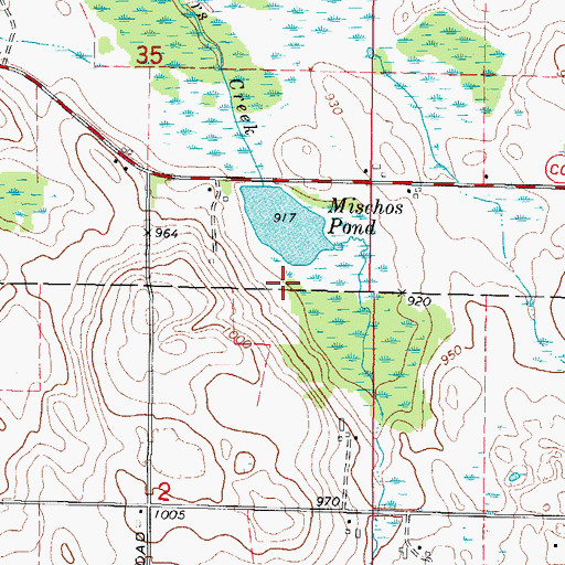 Topographic Map of Mischos Pond, WI