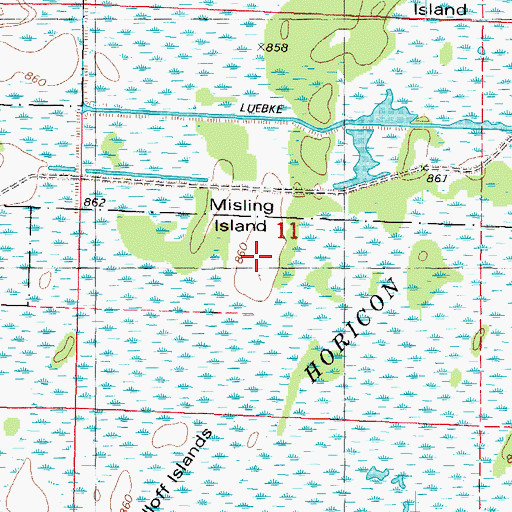 Topographic Map of Misling Island, WI