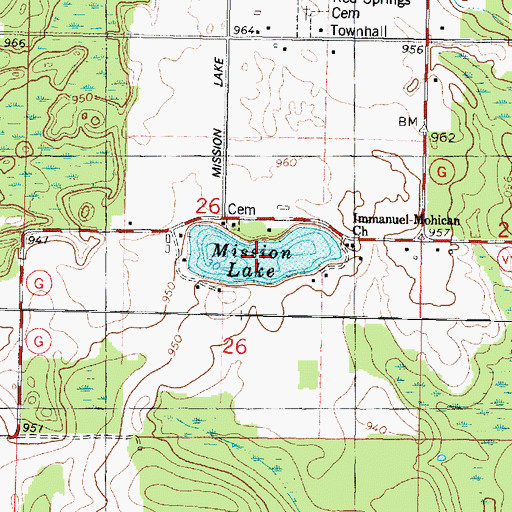 Topographic Map of Mission Lake, WI