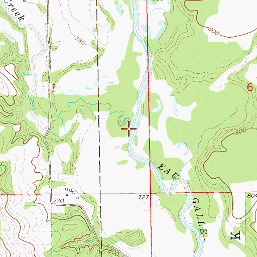 Topographic Map of Missouri Creek, WI