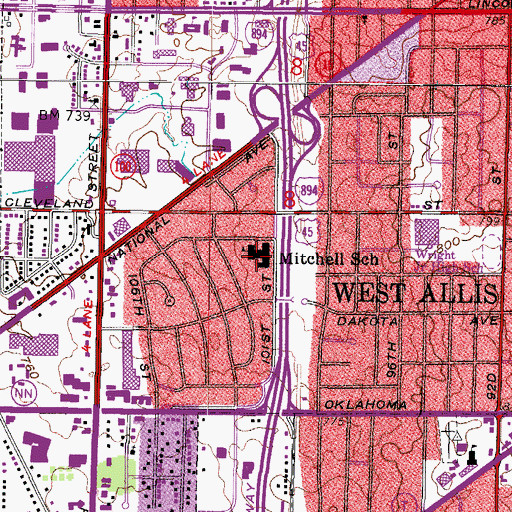 Topographic Map of Mitchell Elementary School, WI