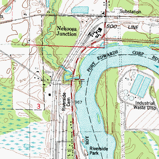 Topographic Map of Moccasin Creek, WI