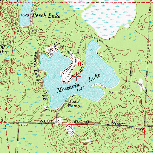 Topographic Map of Moccasin Lake, WI