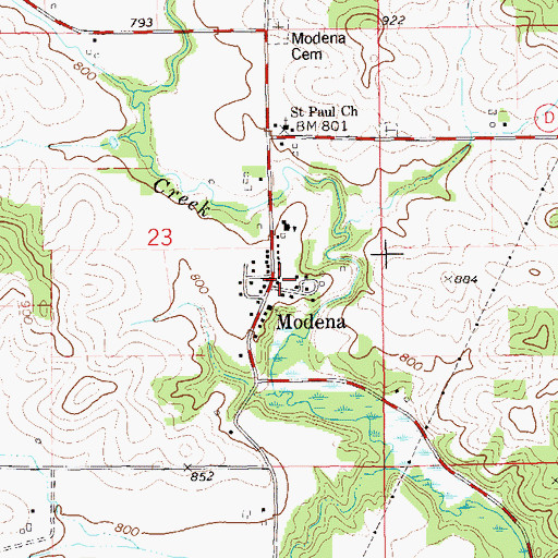 Topographic Map of Modena, WI