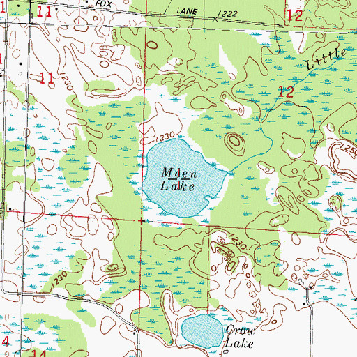 Topographic Map of Moen Lake, WI