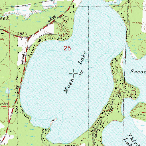Topographic Map of Moen Lake, WI