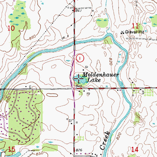 Topographic Map of Moldenhauer Lake, WI