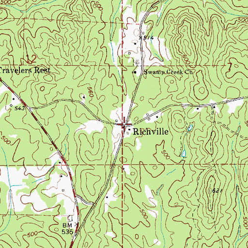 Topographic Map of Richville, AL