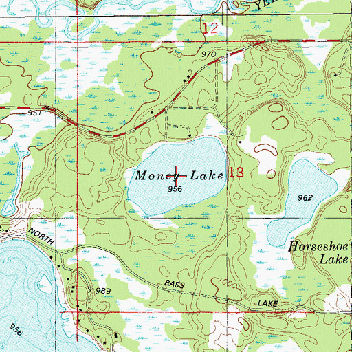 Topographic Map of Money Lake, WI