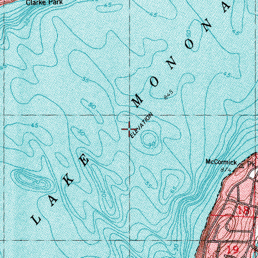 Topographic Map of Lake Monona, WI