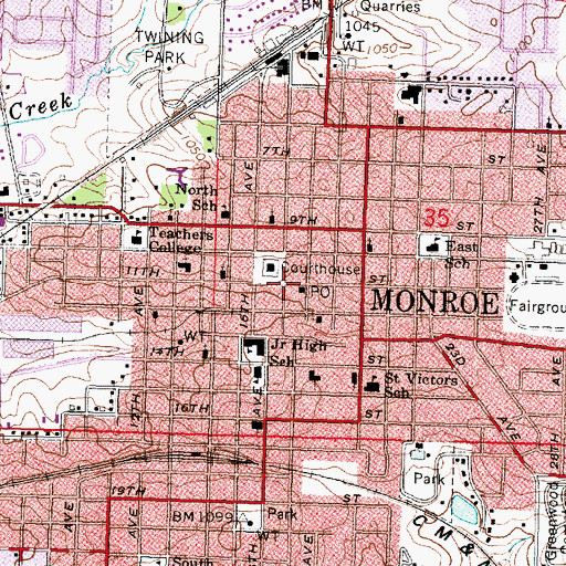 Topographic Map of Monroe, WI