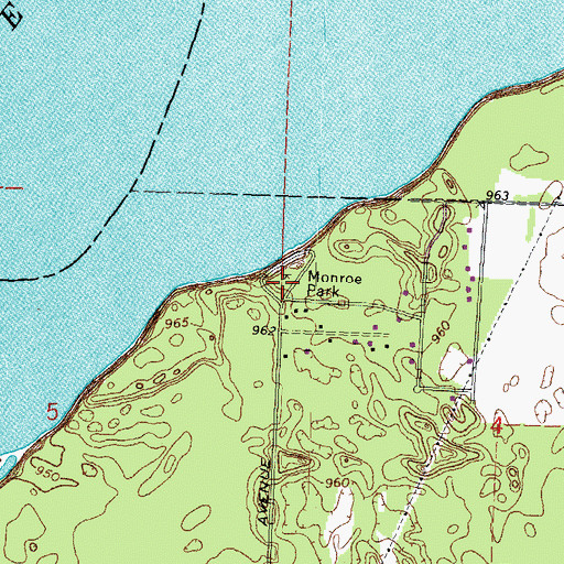 Topographic Map of Monroe Park, WI