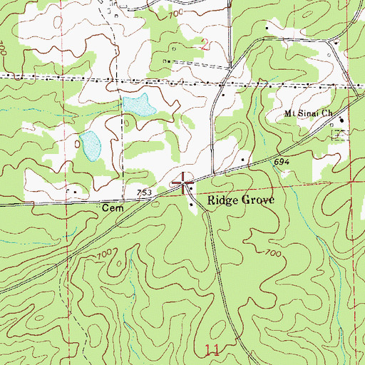 Topographic Map of Ridge Grove, AL