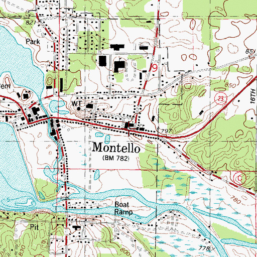 Topographic Map of Montello, WI