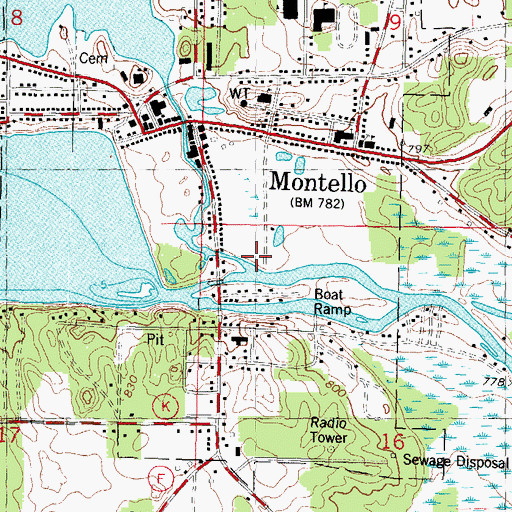 Topographic Map of Montello River, WI