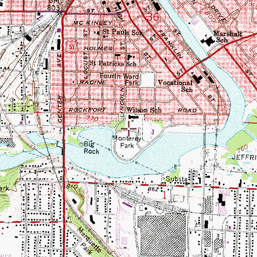Topographic Map of Monterey Park, WI