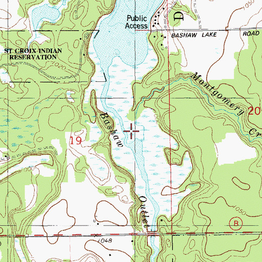 Topographic Map of Montgomery Creek, WI