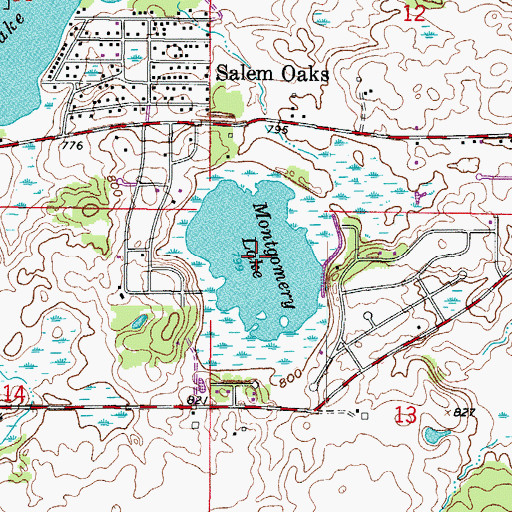 Topographic Map of Montgomery Lake, WI