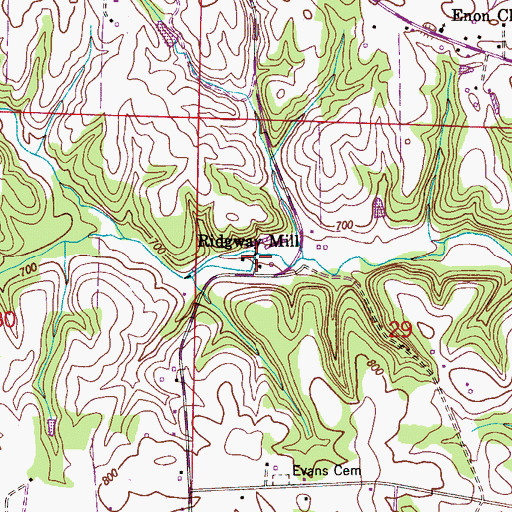 Topographic Map of Ridgway Mill, AL