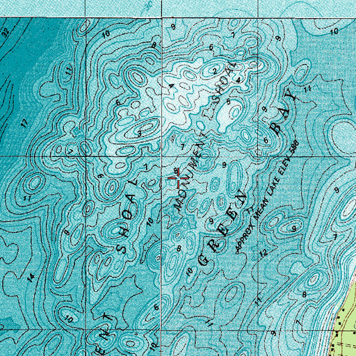 Topographic Map of Monument Shoal, WI