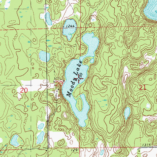 Topographic Map of Moody Lake, WI