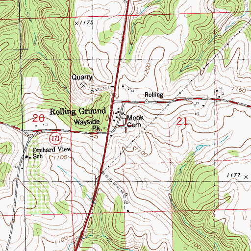 Topographic Map of Mook Cemetery, WI