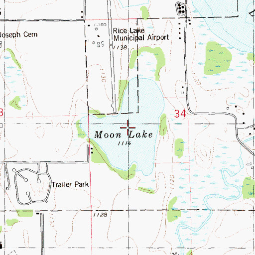 Topographic Map of Moon Lake, WI
