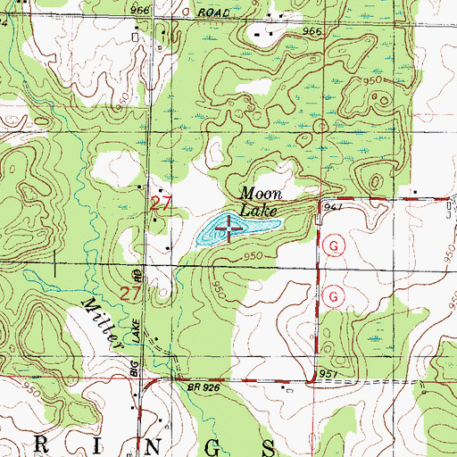 Topographic Map of Moon Lake, WI