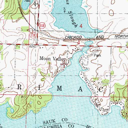 Topographic Map of Moon Valley, WI