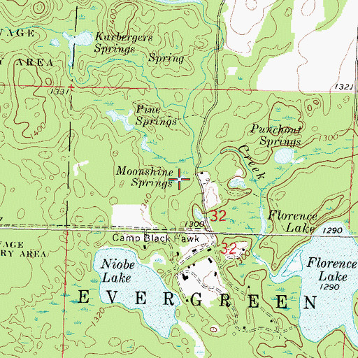 Topographic Map of Moonshine Springs, WI