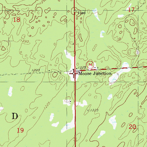 Topographic Map of Moose Junction, WI