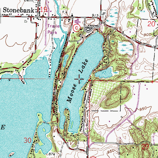 Topographic Map of Moose Lake, WI