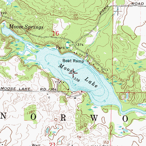 Topographic Map of Moose Lake, WI