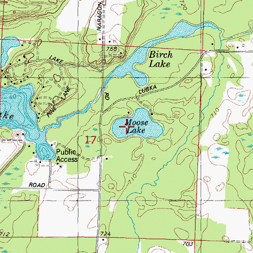 Topographic Map of Moose Lake, WI
