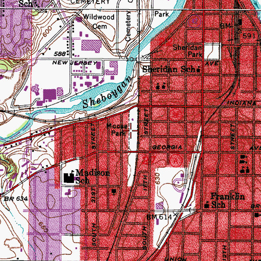 Topographic Map of Moose Park, WI