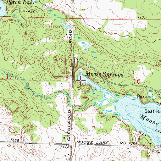 Topographic Map of Moose Springs, WI