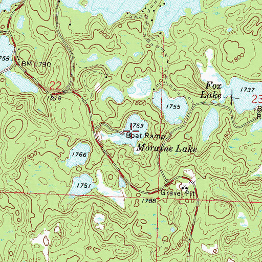 Topographic Map of Moraine Lake, WI
