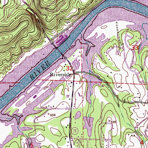 Topographic Map of Riverside, AL